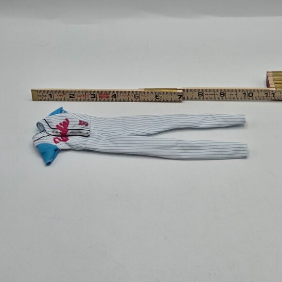 Barbie Doll Baseball Uniform White & Blue Striped Suit With Pink Logo 2018 Edi - Picture 6 of 6